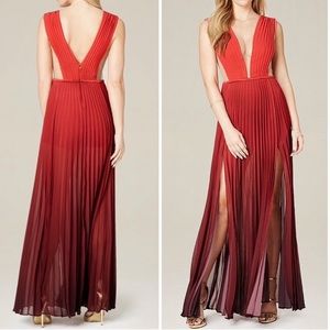 Bebe Dresses Bebe Slit Pleated Red Ombre Gown Maxi Dress Poshmark